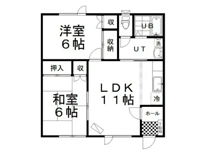 パークヒル緑ヶ岡(2LDK/1階)の間取り写真