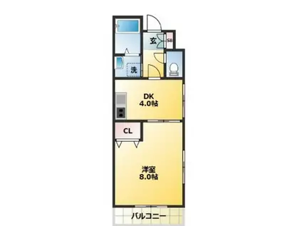 ベルク田端(1DK/4階)の間取り写真