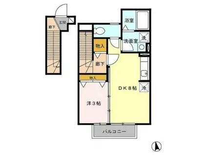 プログレッソ(1LDK/2階)の間取り写真