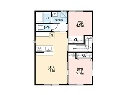 DUOHOUSE向町(2LDK/2階)の間取り写真