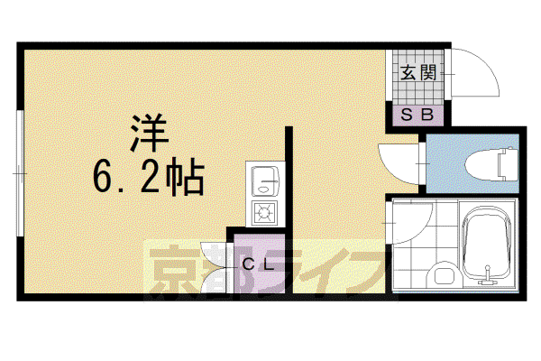 東山女子ハイツ(ワンルーム/2階)の間取り写真