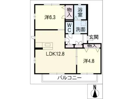 ボヌール(2LDK/1階)の間取り写真