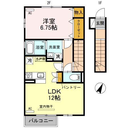 グランジュテ(1LDK/2階)の間取り写真
