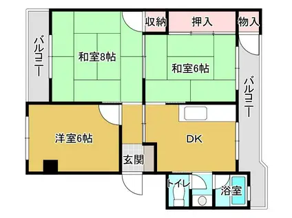 下二十町団地20棟(3DK/2階)の間取り写真