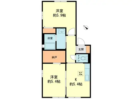 シャーメゾン大佐野(2K/1階)の間取り写真