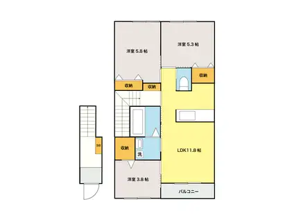 IIIETERRACE KOKUBO(3LDK/2階)の間取り写真