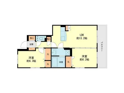 ヒルズ桜台(2LDK/2階)の間取り写真