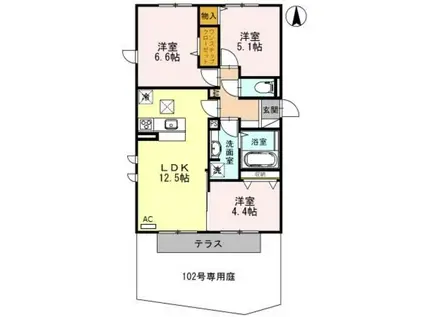 マーレルミノーソII(3LDK/2階)の間取り写真