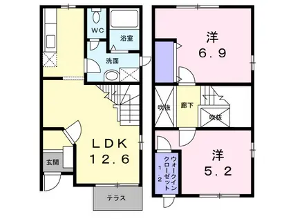 ソレイユ(2LDK/1階)の間取り写真