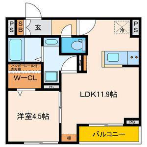 パセオプラシード連坊(1LDK/2階)の間取り写真