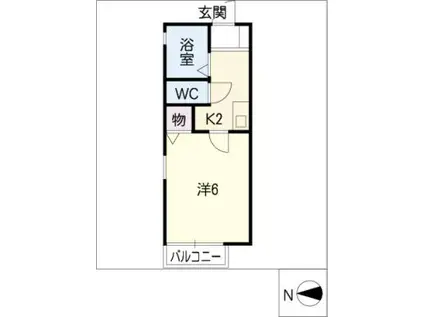 マルベリーII(1K/2階)の間取り写真