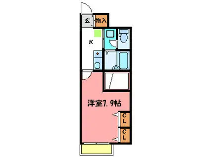 たちばなII(1K/1階)の間取り写真