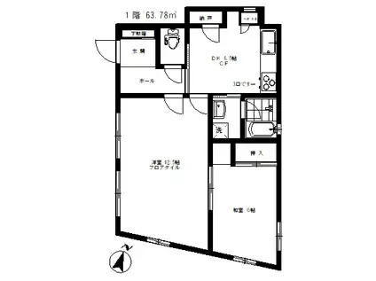 コーポ祐天寺(2DK/1階)の間取り写真