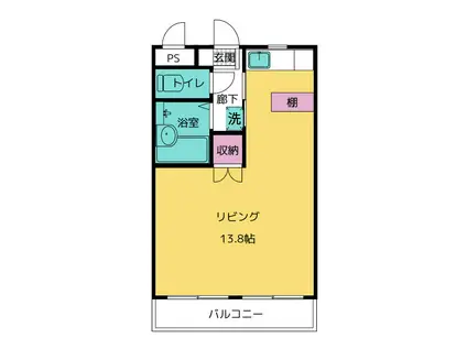 ジュビレ窪新 東館(ワンルーム/1階)の間取り写真