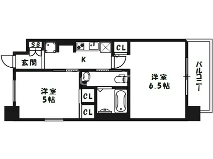 エステムプラザ梅田・中崎町Ⅲツインマークスノースレジデンス(2K/6階)の間取り写真