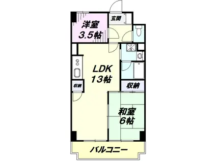 入間市駅前第2ビル(3DK/6階)の間取り写真