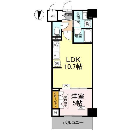 ロイジェント潮見(1LDK/5階)の間取り写真
