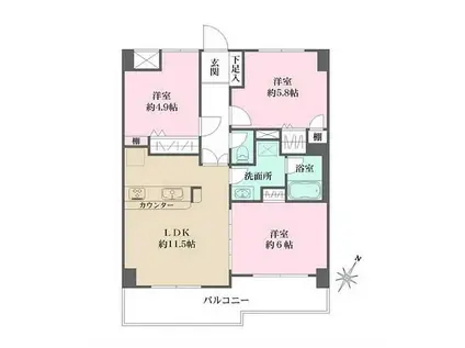 コート・イシハラ(3LDK/2階)の間取り写真