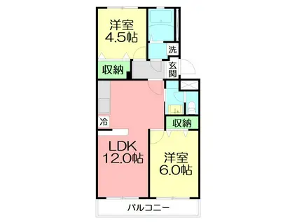 第二フジハイツ(2LDK/1階)の間取り写真
