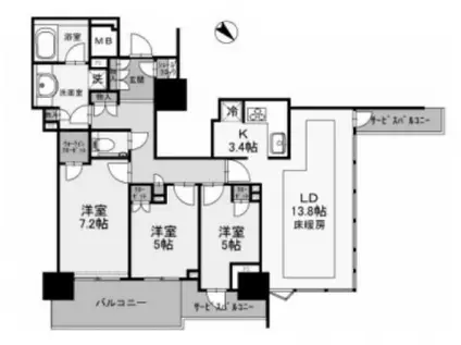 ザセントラルマークタワー(3LDK/29階)の間取り写真
