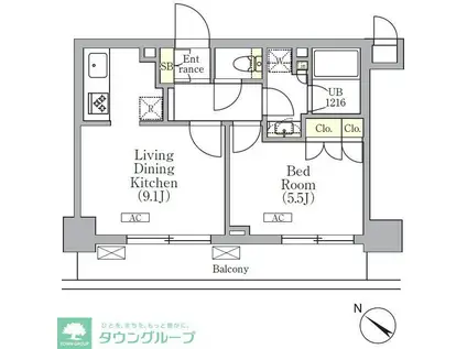 ORSUS 三ノ輪(1LDK/8階)の間取り写真