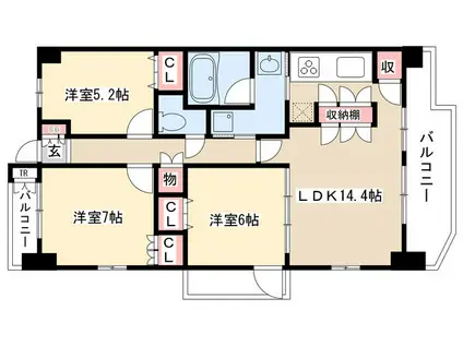 ステラートシティ桜山(3LDK/10階)の間取り写真