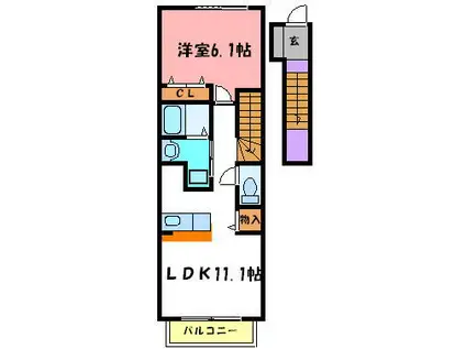 SUN BREEZE(1LDK/2階)の間取り写真