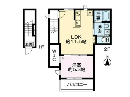 MIMOSA(1LDK/2階)の間取り写真