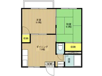 スターハイツ(2DK/1階)の間取り写真