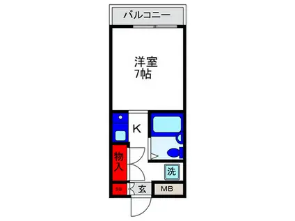 ウインディー蛍池(1K/2階)の間取り写真