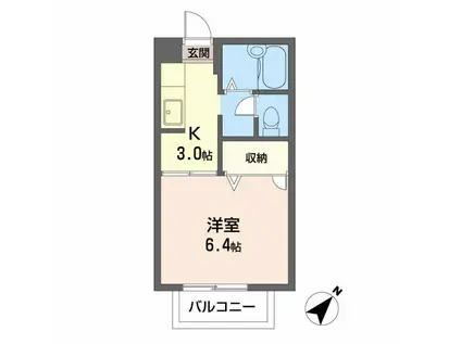 ユートピア(1K/2階)の間取り写真