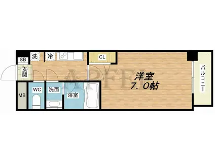 エスライズ堺筋本町(1K/12階)の間取り写真