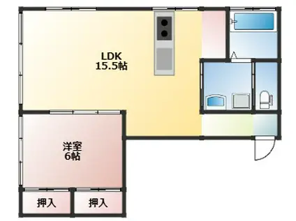 鬼塚ビル(1LDK/3階)の間取り写真