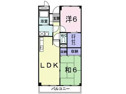 パルシャス東(2LDK/2階)の間取り写真