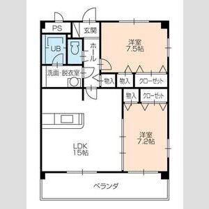 アンピレイン(2LDK/1階)の間取り写真