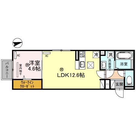 HABITATION神戸(1LDK/1階)の間取り写真