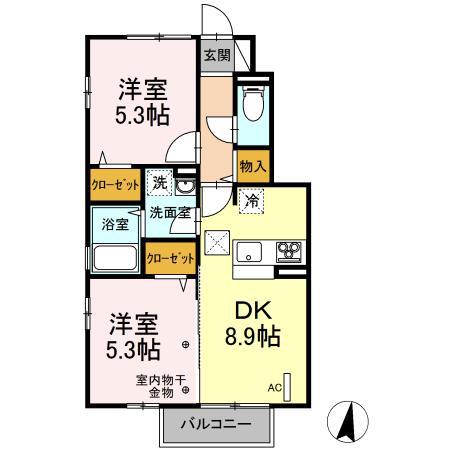 ガーデンサワーダ(2DK/1階)の間取り写真