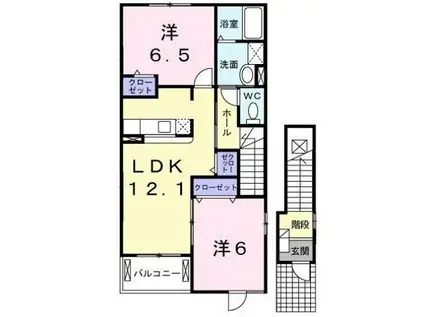 ブランシュールB(2LDK/2階)の間取り写真