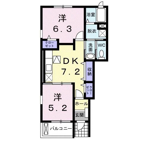 エスグランツ(2DK/1階)の間取り写真