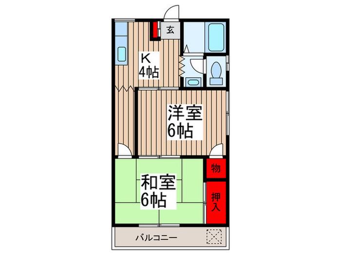 クローネヤツカ(2K/2階)の間取り写真