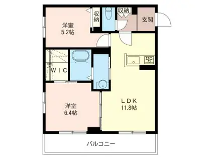 シャーメゾン三ツ境I(2LDK/3階)の間取り写真