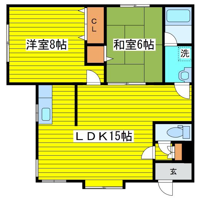 エスト・ソ・レーユ(2LDK/3階)の間取り写真