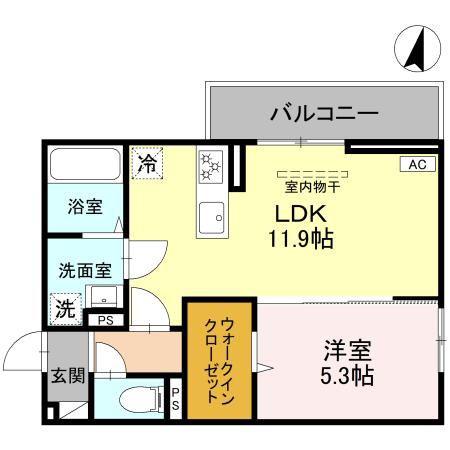 SOPHIA II B(1LDK/3階)の間取り写真