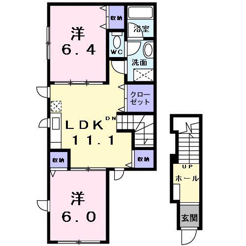 ヴィラ・フォレスト(2LDK/2階)の間取り写真