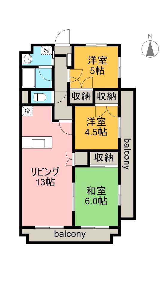 石津レジデンス(3LDK/3階)の間取り写真
