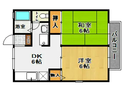 ジュネスふくやま(2DK/2階)の間取り写真