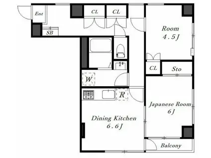 ALPS山下町(2DK/6階)の間取り写真