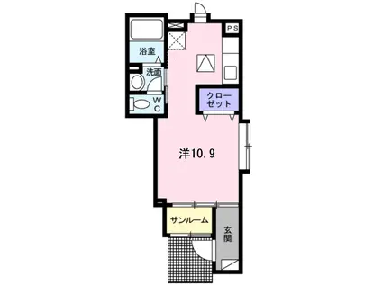 ＪＲ佐世保線 早岐駅 徒歩5分 2階建 築14年(ワンルーム/1階)の間取り写真
