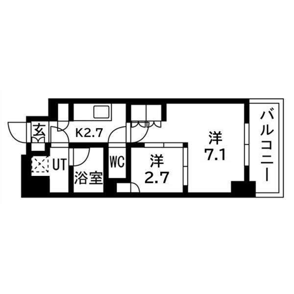 ウエリスアーバン守口(2K/7階)の間取り写真