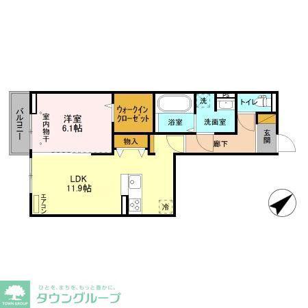 フェリーチェおおたかの森II(1LDK/3階)の間取り写真